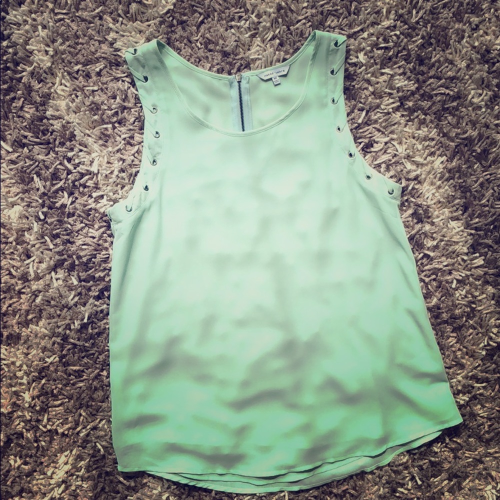 Pastel Mint Blouse (Tank Top Sleeves w/ Grommets)